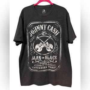 🔥Johnny Cash Women’s Sz Lg Gray T-Shirt by Zion Rootswear EUC 🎼